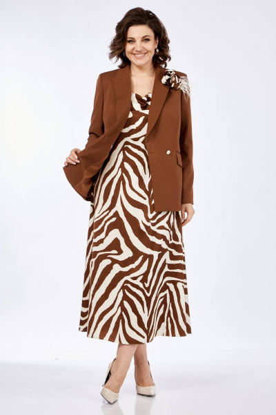 Жакет, платье Ольга Стиль С-840 кофейный - фото 9