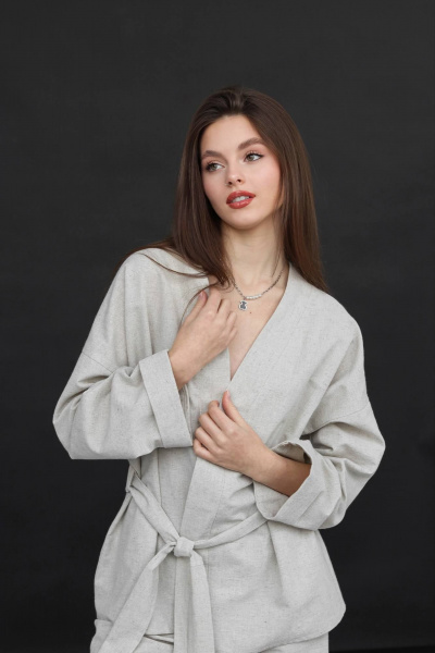 Брюки, жакет SK Brand SK7139 серо-бежевый - фото 6