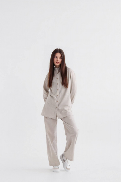 Леневые брюки с эластичной резинкой для летней повседневности SK Brand SK7145 серо-бежевый - фото 6