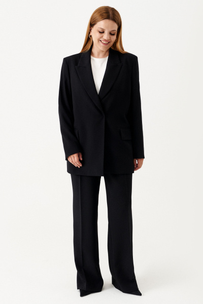 Демисезонные жакеты на пуговицах с рельефами Панда 151830w черный - фото 1