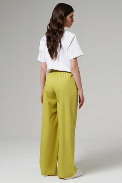 Летние хлопковые брюки с резинкой и карманами Панда 169160w оливковый - фото 3