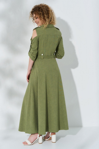 Летнее льняное платье с карманами и отложным воротником Euromoda 505 - фото 2