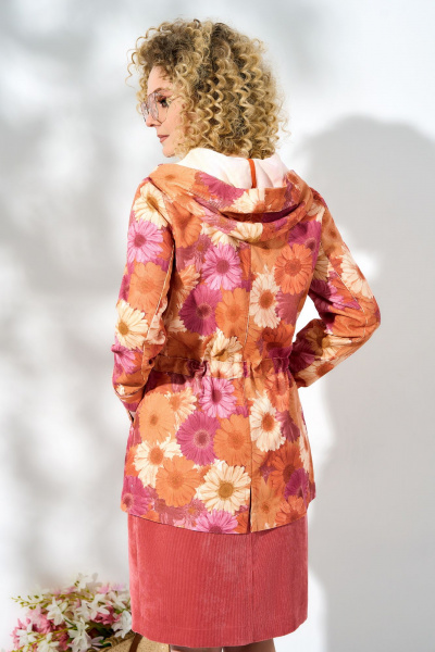 Жакет свободного кроя с капюшоном и накладными карманами Euromoda 269 красный - фото 2