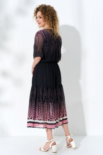 Черное платье из шифона с вставками из сетки и капелькой вырез Euromoda 499 - фото 2