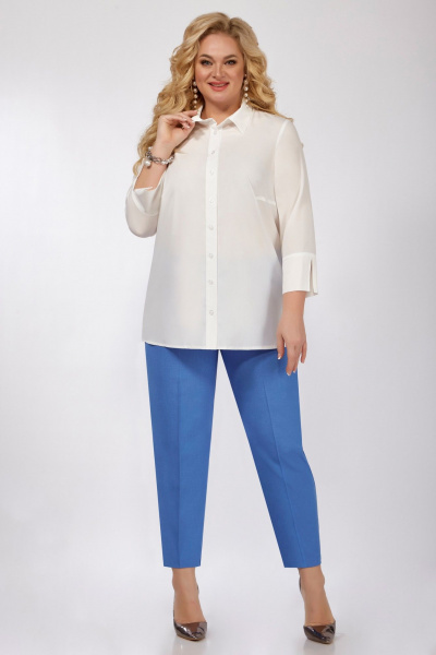 Трехпредметный костюм с жилетом, блузой и зауженными брюками Grace for you 303 голубой - фото 4