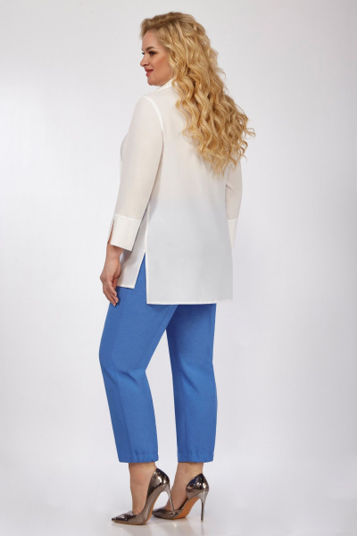 Трехпредметный костюм с жилетом, блузой и зауженными брюками Grace for you 303 голубой - фото 5