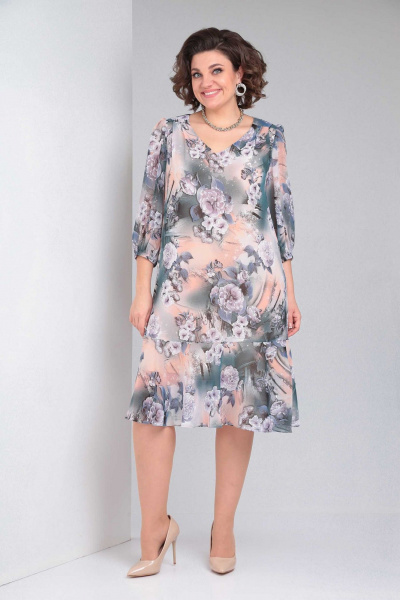 Свободное платье с кокеткой и клёшевым воланом Асолия 2672 - фото 12