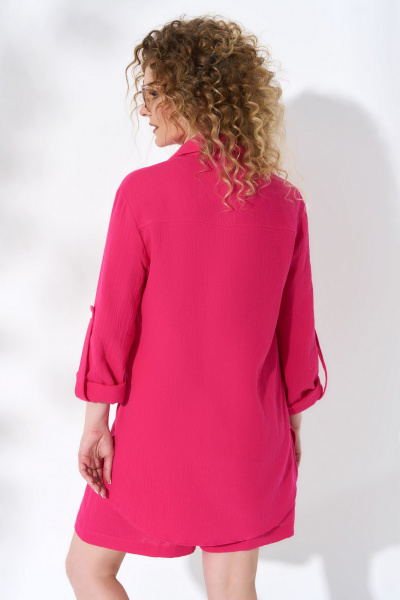 Розовая рубашка и шорты из хлопка с принтом и резинкой Euromoda 501 - фото 2