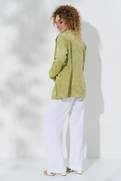Костюм летний из льна: жакет и брюки с прорезными карманами Euromoda 516 салат - фото 3