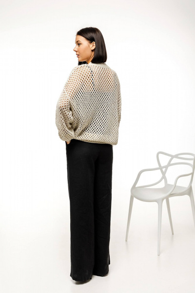 Бежевый джемпер из вязаного трикотажа с открытыми плечами Romgil 814ЛТЗ светло-бежевый - фото 6