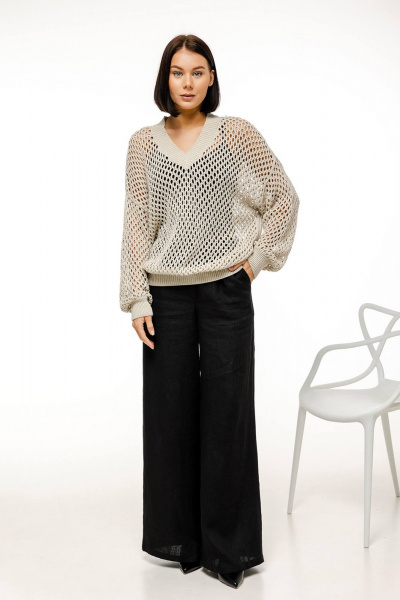 Бежевый джемпер из вязаного трикотажа с открытыми плечами Romgil 814ЛТЗ светло-бежевый - фото 5