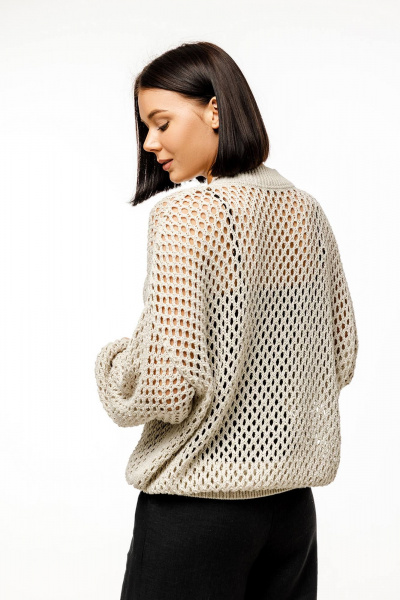Бежевый джемпер из вязаного трикотажа с открытыми плечами Romgil 814ЛТЗ светло-бежевый - фото 2