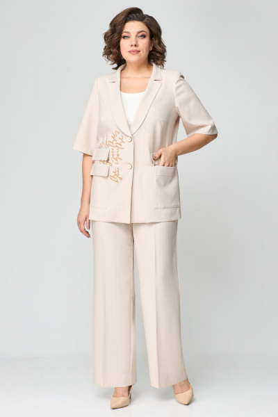 Брюки, жакет Мишель стиль 1182 бежево-коричневый - фото 1
