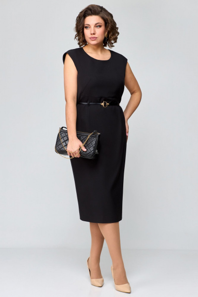 Комплект в стиле классика: платье и жакет из текстиля Мишель стиль 1179 черно-белый - фото 8