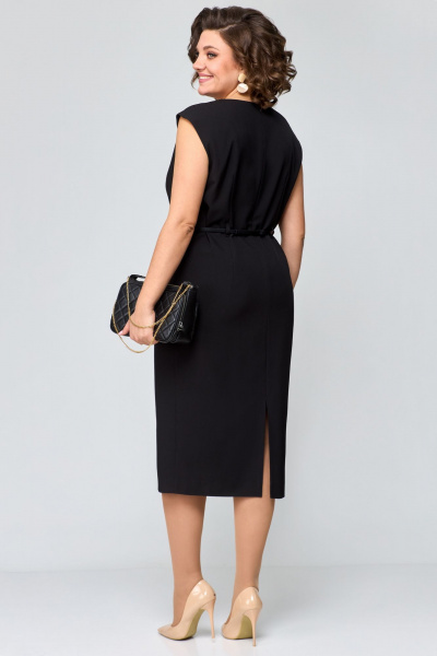 Комплект в стиле классика: платье и жакет из текстиля Мишель стиль 1179 черно-белый - фото 6