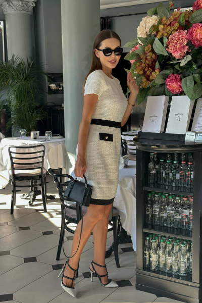 Твидовый костюм с контрастной отделкой для делового стиля Urs 21-486-1 - фото 4