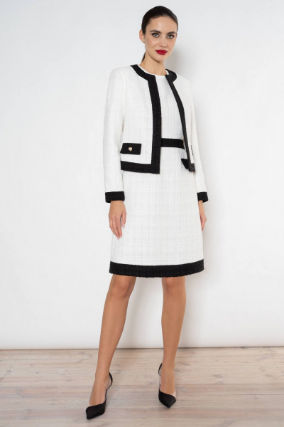 Твидовый костюм с контрастной отделкой для делового стиля Urs 21-486-1 - фото 11