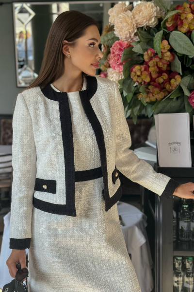 Твидовый костюм с контрастной отделкой для делового стиля Urs 21-486-1 - фото 2