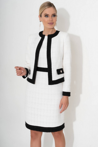 Твидовый костюм с контрастной отделкой для делового стиля Urs 21-486-1 - фото 8