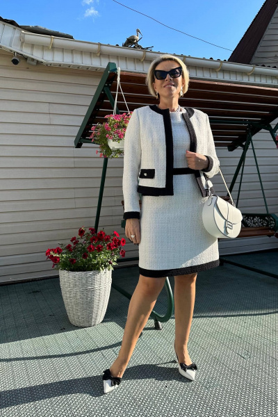 Твидовый костюм с контрастной отделкой для делового стиля Urs 21-486-1 - фото 7