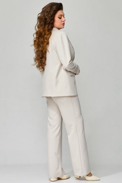 Блуза, брюки, брошь, жакет Fita 1462 серо-бежевый - фото 9