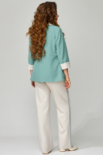 Брюки, жакет, топ Fita 1472 бежево-мятный - фото 8