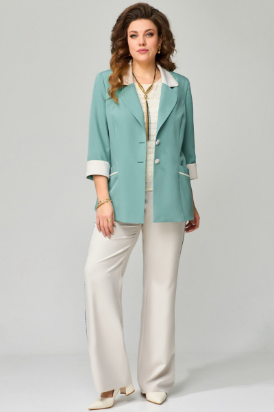Брюки, жакет, топ Fita 1472 бежево-мятный - фото 7