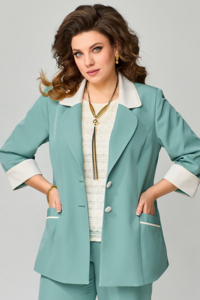 Брюки, жакет, топ Fita 1472 бежево-мятный - фото 5