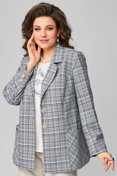 Брюки, жакет, топ Fita 1481 бежево-синий - фото 6