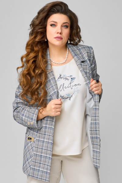 Брюки, жакет, топ Fita 1481 бежево-синий - фото 5