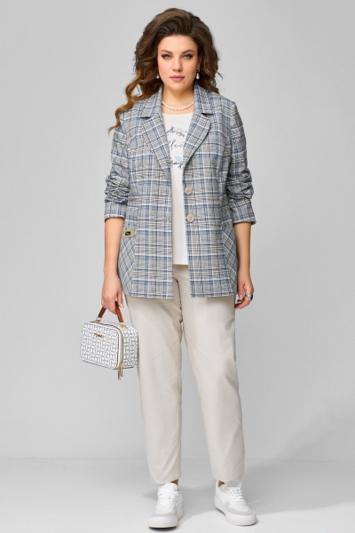 Брюки, жакет, топ Fita 1481 бежево-синий - фото 1