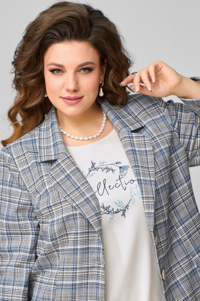 Брюки, жакет, топ Fita 1482 сине-голубой - фото 7