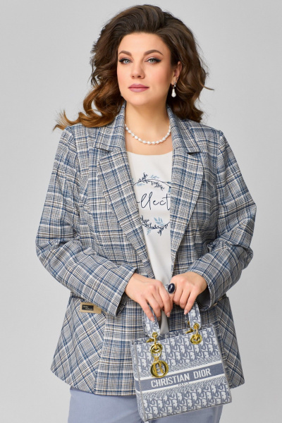 Брюки, жакет, топ Fita 1482 сине-голубой - фото 6