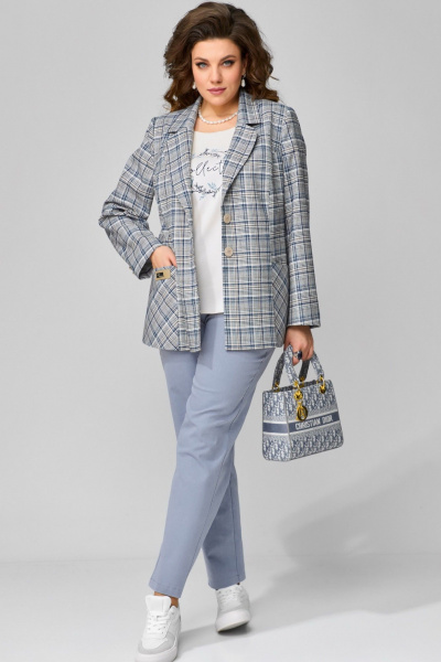 Брюки, жакет, топ Fita 1482 сине-голубой - фото 1
