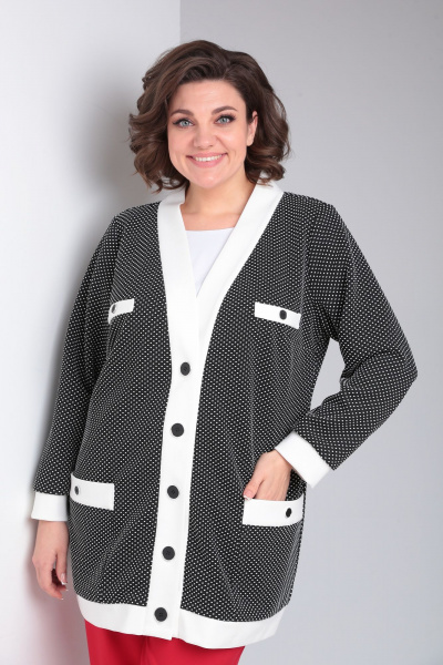 Кардиган OVERYOU М138 бело-черный - фото 5