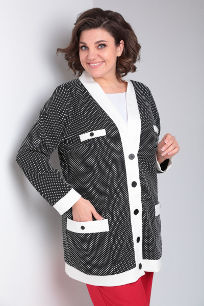 Кардиган OVERYOU М138 бело-черный - фото 1