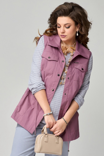 Брюки, жилет, лонгслив Fita 1501 серо-розовый - фото 5