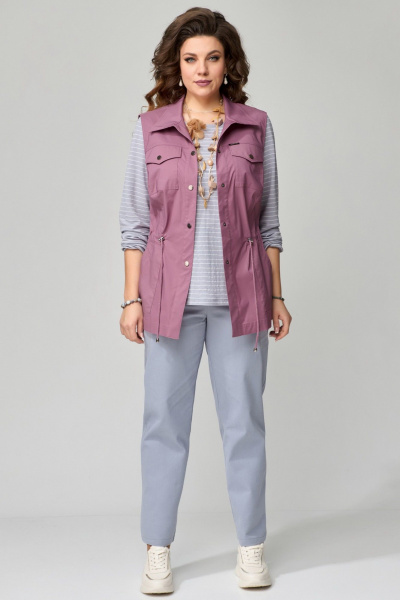 Брюки, жилет, лонгслив Fita 1501 серо-розовый - фото 4