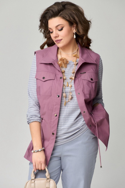 Брюки, жилет, лонгслив Fita 1501 серо-розовый - фото 3