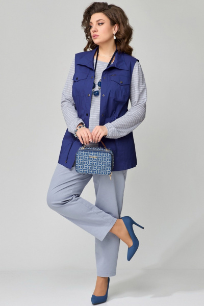 Брюки, жилет, лонгслив Fita 1502 серо-синий - фото 4