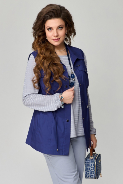 Брюки, жилет, лонгслив Fita 1502 серо-синий - фото 3