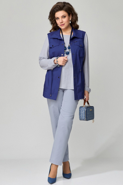 Брюки, жилет, лонгслив Fita 1502 серо-синий - фото 1