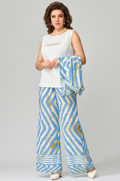 Блуза, брюки, топ Fita 1561 бежево-голубой - фото 6