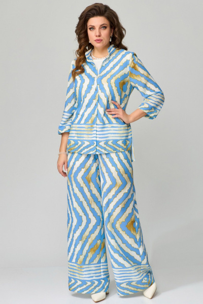 Блуза, брюки, топ Fita 1561 бежево-голубой - фото 2