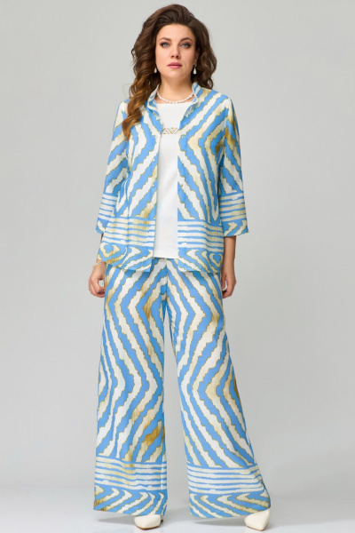 Блуза, брюки, топ Fita 1561 бежево-голубой - фото 1