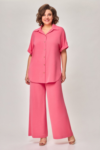 Летний костюм из легкой ткани: блузка и брюки палаццо Svetlana-Style 2002 коралл - фото 1