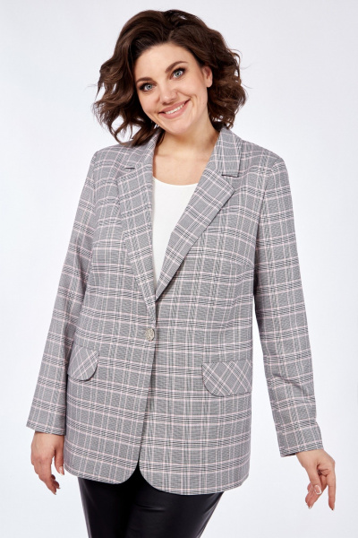 Розовый жакет прямого силуэта на пуговицах Matini 4.1582/1 серо-розовый - фото 1