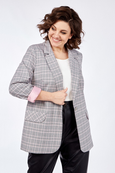 Розовый жакет прямого силуэта на пуговицах Matini 4.1582/1 серо-розовый - фото 7