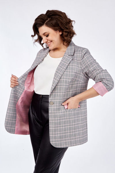 Розовый жакет прямого силуэта на пуговицах Matini 4.1582/1 серо-розовый - фото 5