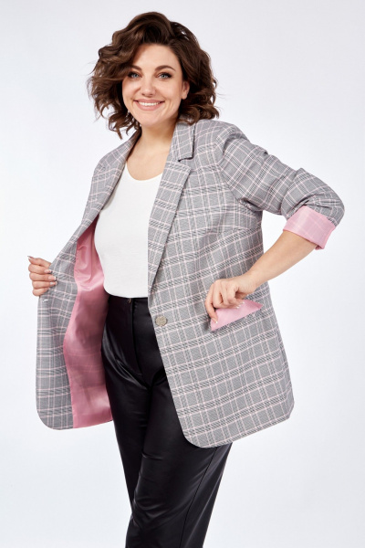 Розовый жакет прямого силуэта на пуговицах Matini 4.1582/1 серо-розовый - фото 4